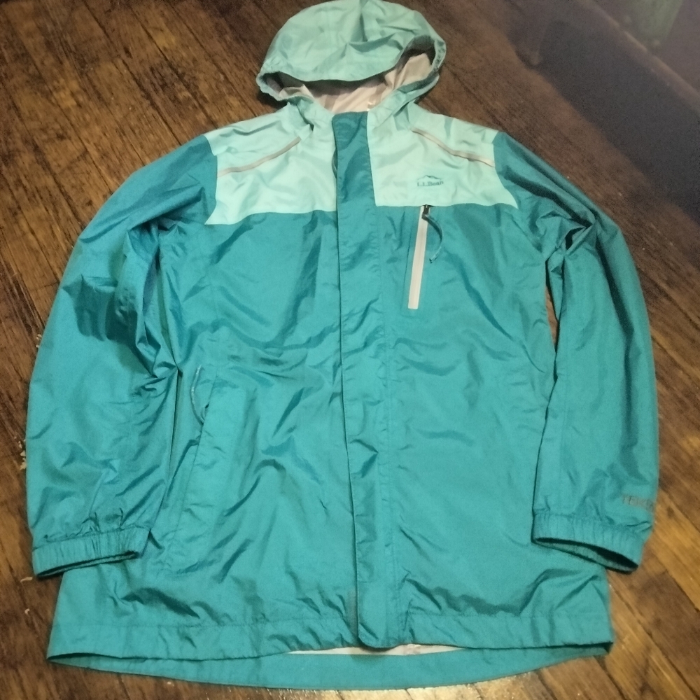 LL Bean Children's Hand Me Down Trail Rain Jacket Blue Size 14/16